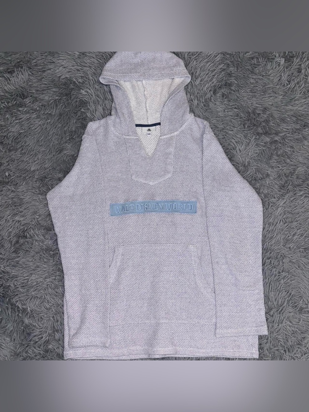 Walt Disney World Men Blue Baja Poncho Terry Hoodie Sweatshirt XL Henley Coastal
